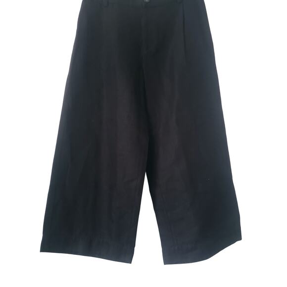 Vince High Rise Wide Leg Cropped Linen/Cotton Blend Trousers Black Size 12 - Picture 3 of 8